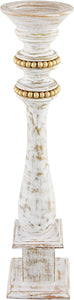 GOLD BEADED WOOD CANDLE STICK
