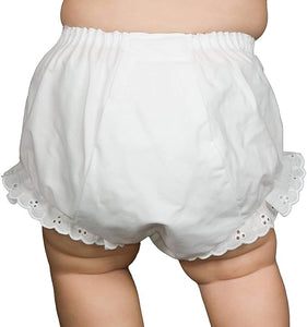 EYELET LACE TRIM BLOOMERS - WHITE