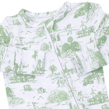 Load image into Gallery viewer, GOLF TOILE GREEN 2 WAY ZIPPER FOOTIE
