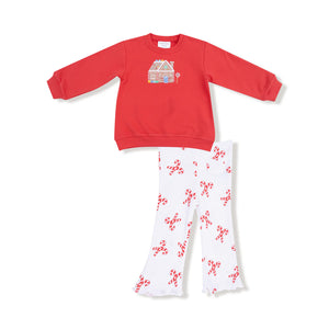 CANDY CANES OVERSIZED SWEATSHIRT+FLARED PANTS