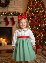 Load image into Gallery viewer, TODDLER HOLIDAY WREATH EMBROIDERED DRESS

