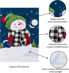 SNOW FUN APPLIQUE FLAG- HOUSE FLAG