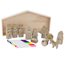 Load image into Gallery viewer, DIY WOOD COLOR YOURSELF NATIVITY SET
