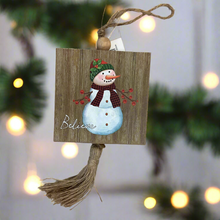 Load image into Gallery viewer, WOOD SNOWMAN ORNAMENT
