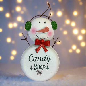 METAL WORD SNOWMAN ORNAMENT