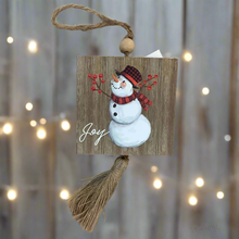 Load image into Gallery viewer, WOOD SNOWMAN ORNAMENT
