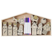 Load image into Gallery viewer, DIY WOOD COLOR YOURSELF NATIVITY SET
