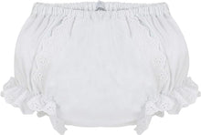 Load image into Gallery viewer, EYELET LACE TRIM BLOOMERS - WHITE
