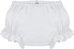 EYELET LACE TRIM BLOOMERS - WHITE