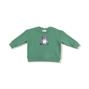 HOLIDAY GREEN SWEATSHIRT - PLAID BEAR