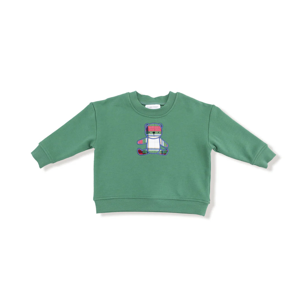 HOLIDAY GREEN SWEATSHIRT - PLAID BEAR