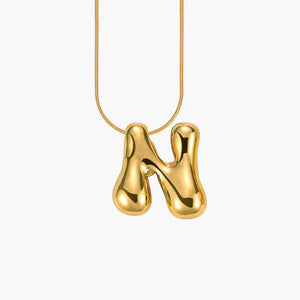 GOLD BUBBLE LETTER NECKLACES