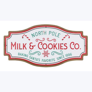 WOOD MILK AND COOKIES NOSTALGIC NORTH POLE WALL SIGN