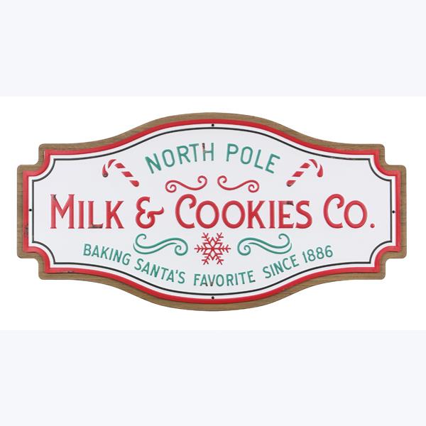 WOOD MILK AND COOKIES NOSTALGIC NORTH POLE WALL SIGN