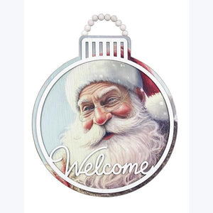 RED & WHITE SANTA PORTRAIT ORNAMENT SHAPED DOOR HANGER