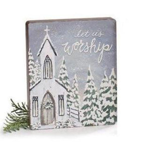 SNOWY CHURCH SHELF SITTERS