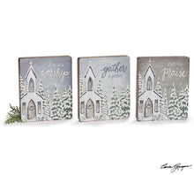 Load image into Gallery viewer, SNOWY CHURCH SHELF SITTERS
