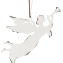 Load image into Gallery viewer, CREAM TIN DISTRESSED ANGEL ORNAMENT

