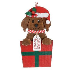 WOODEN DOG ORNAMENT WITH MESSAGE