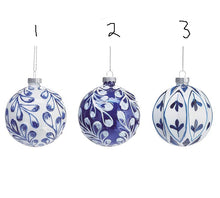 Load image into Gallery viewer, GLASS ORNAMENT BLUE AND WHITE ASSORTMENT
