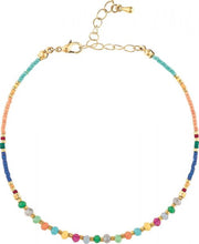 Load image into Gallery viewer, GOLD MULTICOLOR GLASS BEAD ANKLET
