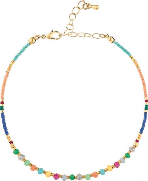 GOLD MULTICOLOR GLASS BEAD ANKLET