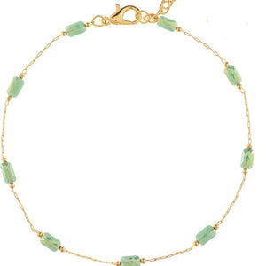 GOLD  BLUE STATION BEAD ANKLET