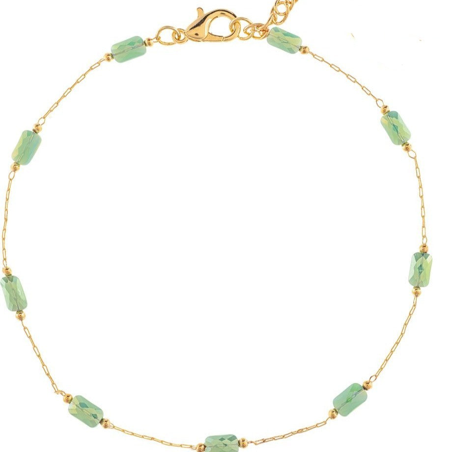 GOLD  BLUE STATION BEAD ANKLET