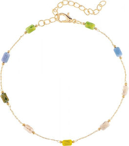 GOLD MULTICOLOR STATIONS BEAD ANKLET