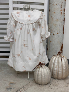 OLIVIA ORCHID FLORAL TAUPE PRINT DRESS