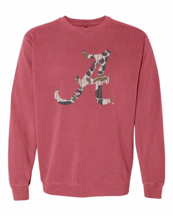 ALABAMA CAMO SCRIPT A SWEATSHIRT-CRIMSON
