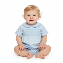Load image into Gallery viewer, MADISON CROSS SMOCKED SHORT SET BLUE
