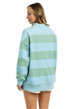 Load image into Gallery viewer, AQUA AND GREEN  STRIPE MOCKNECK SWEATSHIRT
