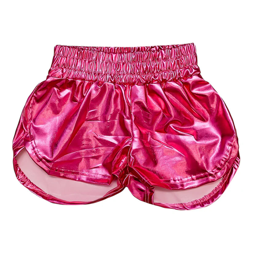 HOT PINK METALLIC SHORTS