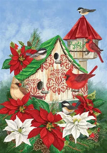 CHRISTMAS BIRDHOUSE HOUSE FLAG