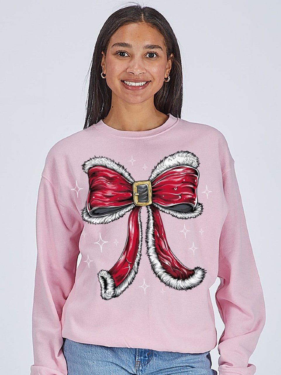 SANTA BOW CREW SWEATSHIRT