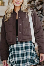 Load image into Gallery viewer, CHOCOLATE BROWN CHOPPED QUILTED BOMBER JACKET
