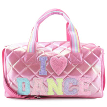 Load image into Gallery viewer, I 💗 DANCE QUILTED METALLIC DUFFLE BAG - LARGE
