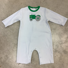 Load image into Gallery viewer, GREEN TRACTOR APPLIQUE  ROMPER
