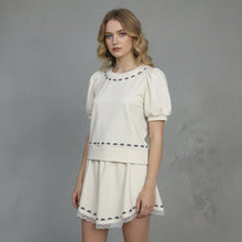 Load image into Gallery viewer, CREAM SKORT SET BOW
