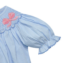 Load image into Gallery viewer, BLUE GEORGETTE BISHOP DRESS - LITTLE MISS BOWS
