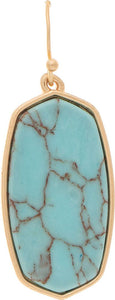 1" Gold Blue Stone Crab Ellipse Earring