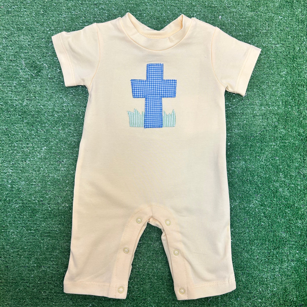 CROSS APPLIQUE BOYS ROMPER