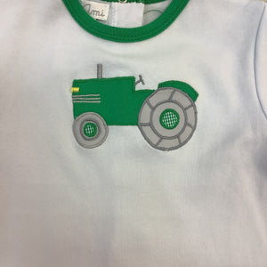 GREEN TRACTOR APPLIQUE  ROMPER