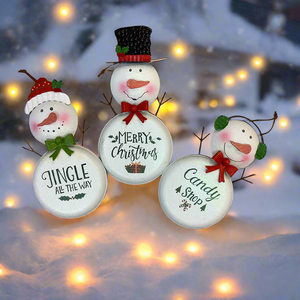 METAL WORD SNOWMAN ORNAMENT