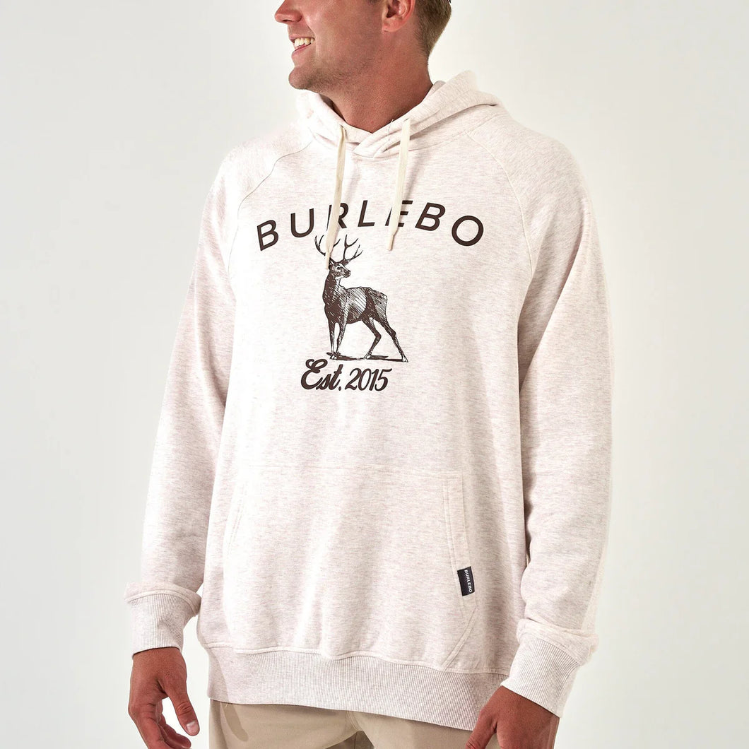 BURLEBO ADULT FLEECE HOODIE -WHITETAIL DEER-HEATHER OATMEAL