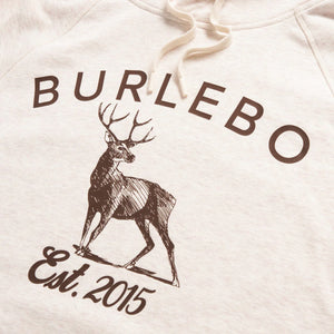 BURLEBO ADULT FLEECE HOODIE -WHITETAIL DEER-HEATHER OATMEAL
