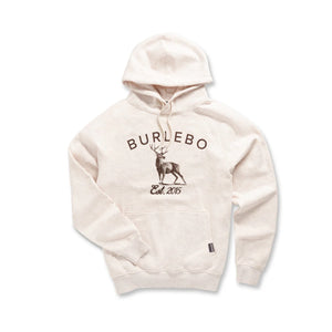 BURLEBO ADULT FLEECE HOODIE -WHITETAIL DEER-HEATHER OATMEAL