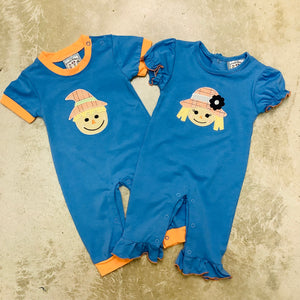 SCARECROW APPLIQUE GIRL ROMPER