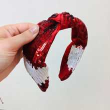 Load image into Gallery viewer, GAMEDAY SEQUIN HEADBANDS - RED/WHITE
